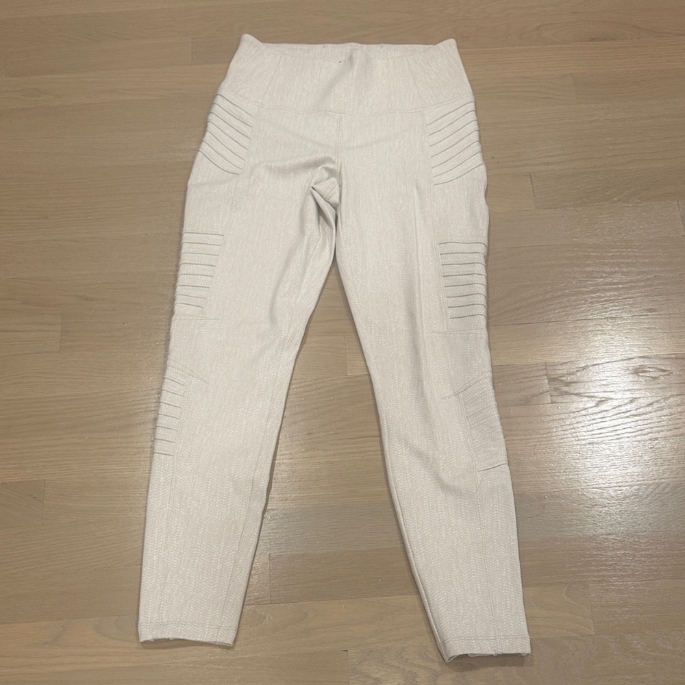 Athleta Delancey Textured Moto Leggings in Cream
